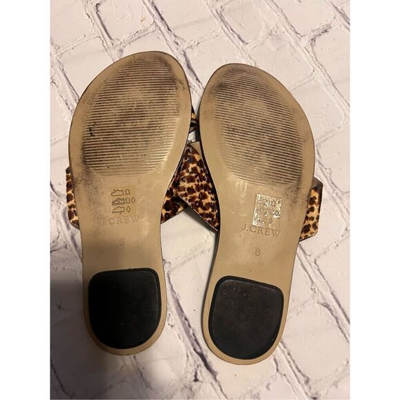 J. Crew Size 6 Leopard Print Calf Hair Slide Sandal Crossover Strap Animal Print - Picture 6 of 8